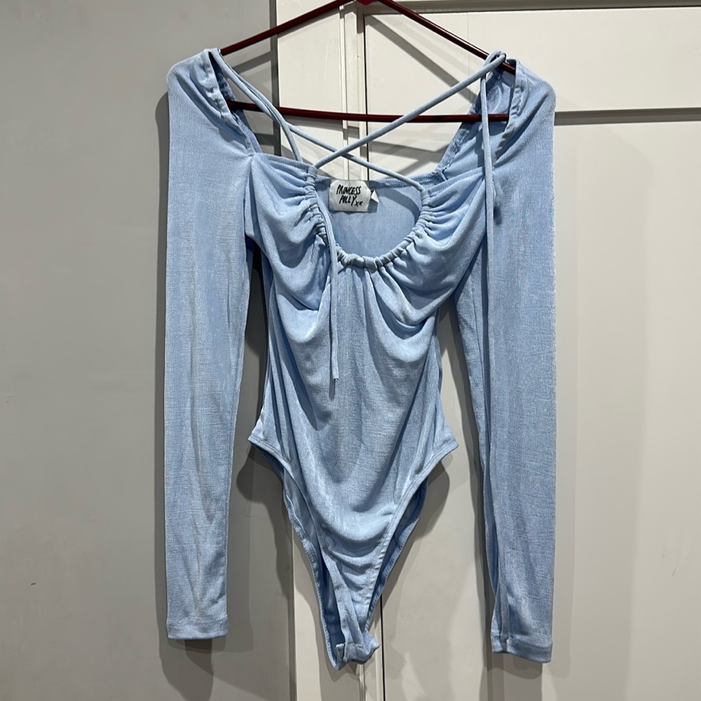 Princess Polly Tie Front Shimmery Bodysuit